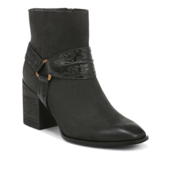 Vionic Shoes - Vionic Black Leather Ankle Boot with Decorative Strap
